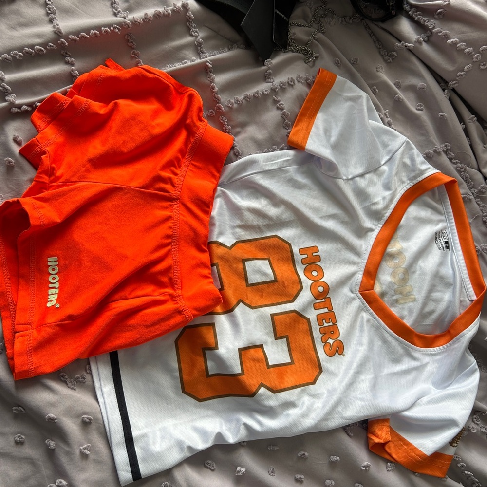 Hooters Orange & White Athletic Tee and Shorts Set